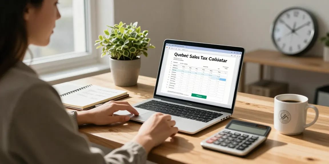 Efficient workspace using quebecsalestaxcalculator.ca for quick tax calculations