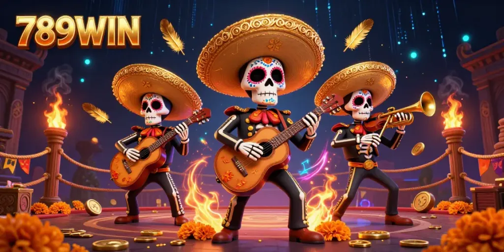 Experience thrilling gameplay at 789WIN with festive mariachi characters amidst colorful casino elements.
