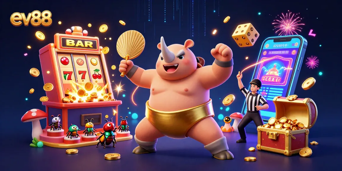 Experience thrilling gameplay at ev88 with cartoon characters celebrating wins in a vibrant casino scene.