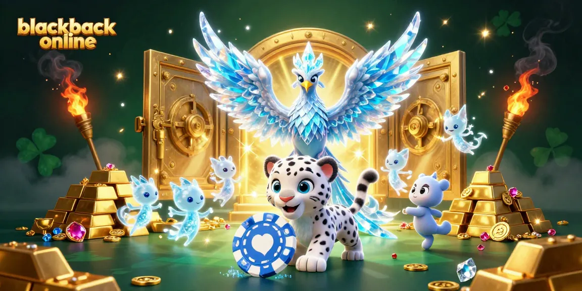 Experience the thrill of blackjack online with a dynamic 3D scene featuring lively characters and rich casino elements.