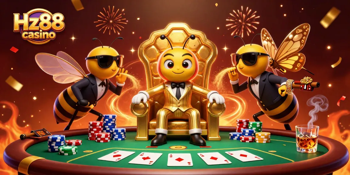 Experience the excitement of Hz88 casino with vibrant 3D characters amidst poker action and captivating visuals.