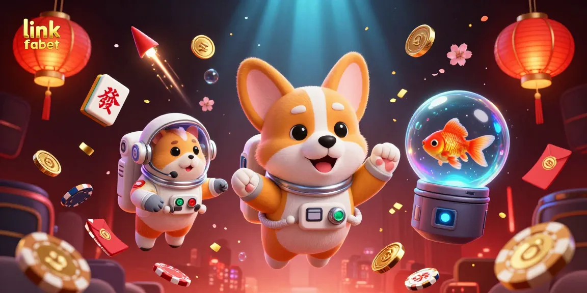 Experience the excitement of link fabet with a vibrant, colorful 3D casino scene featuring playful characters.