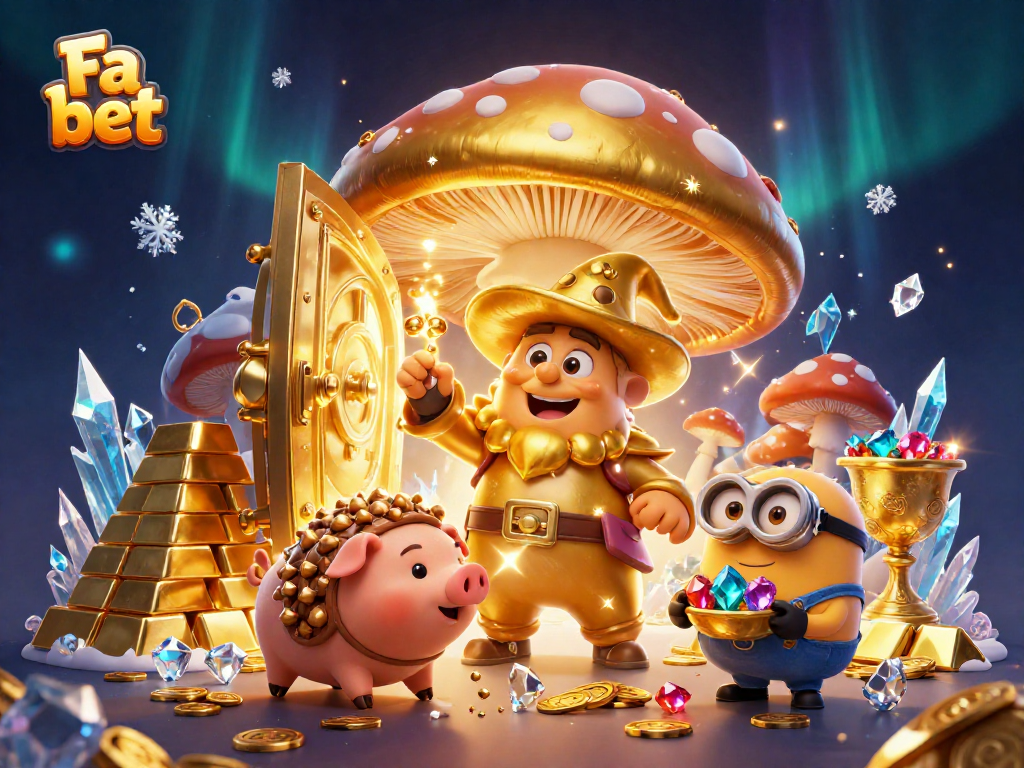 Players winning big at Fa bet with magical elements, treasures, and gems scattered around.