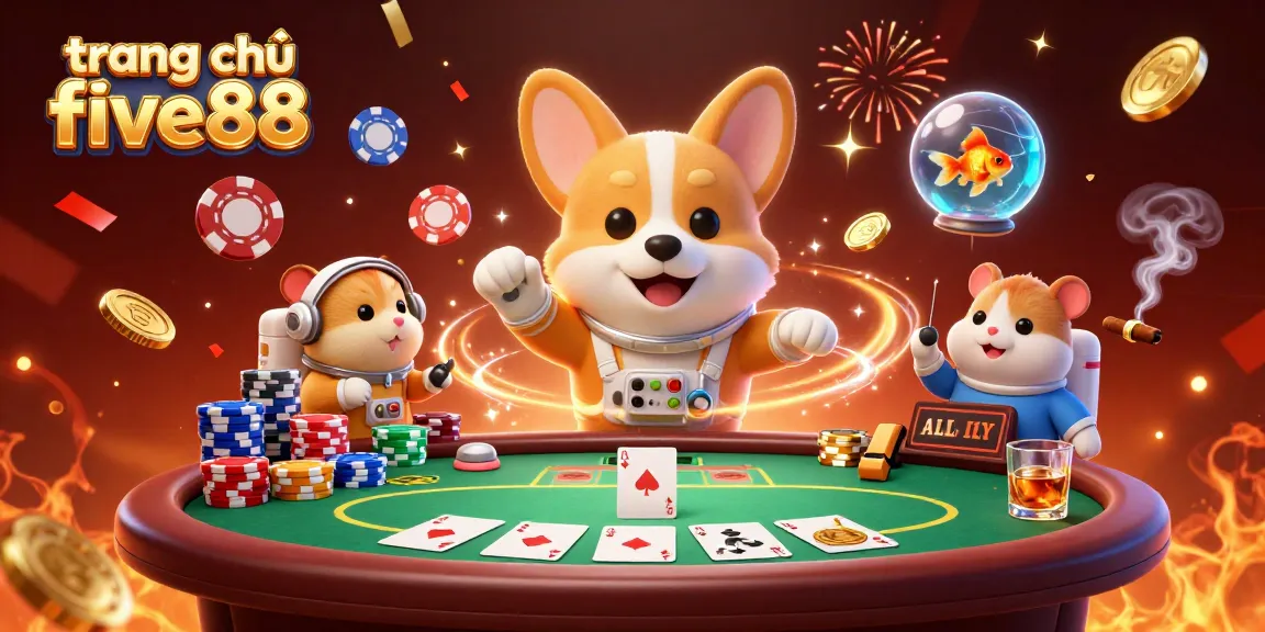 Engage in the excitement of trang chủ five88 with this vivid space-themed casino scene featuring whimsical characters.