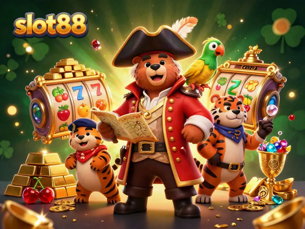 Experience thrilling gameplay with slot88 featuring cartoon pirate and treasure in a vibrant jackpot scene.
