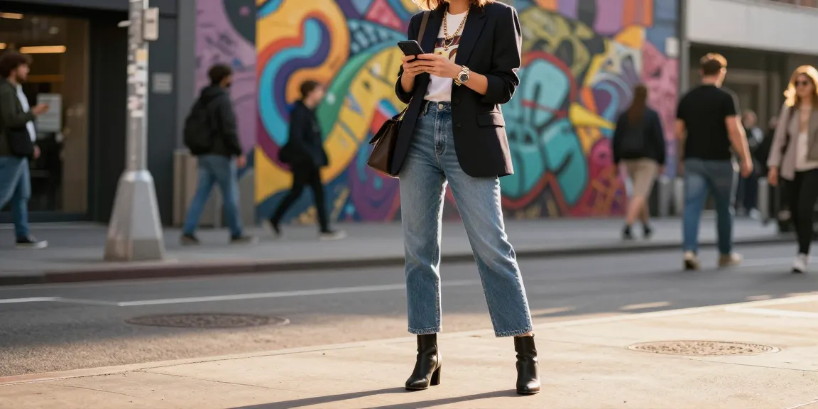 Fashionable individual showcasing modern street style in an urban setting.