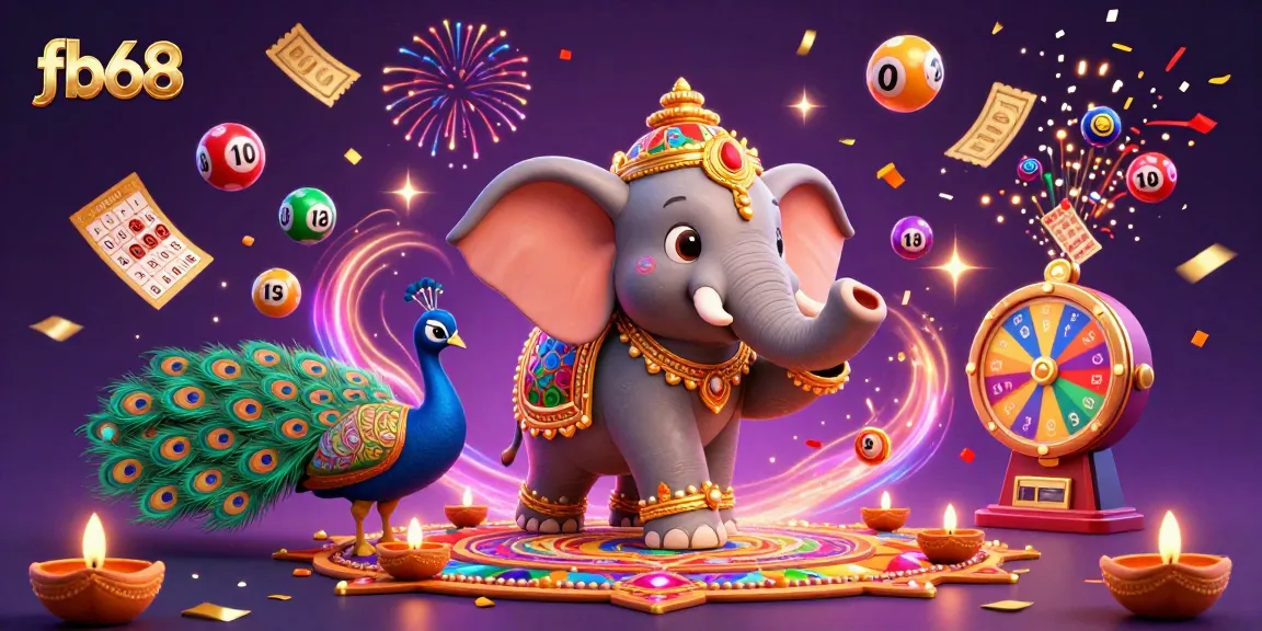 Experience the vibrant energy of fb68 with colorful lottery elements and festive decorations.