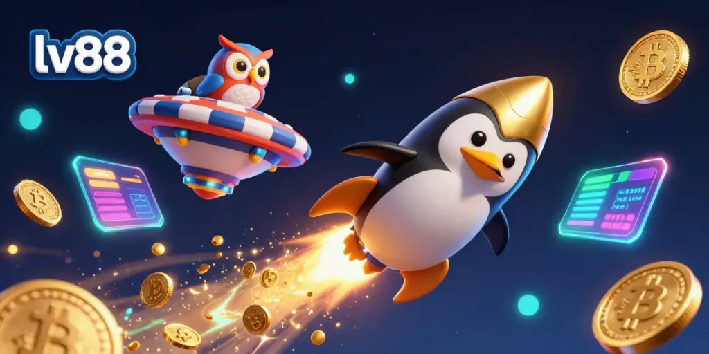 Experience the thrilling space-themed casino adventure of lv88 with colorful characters and glowing elements.