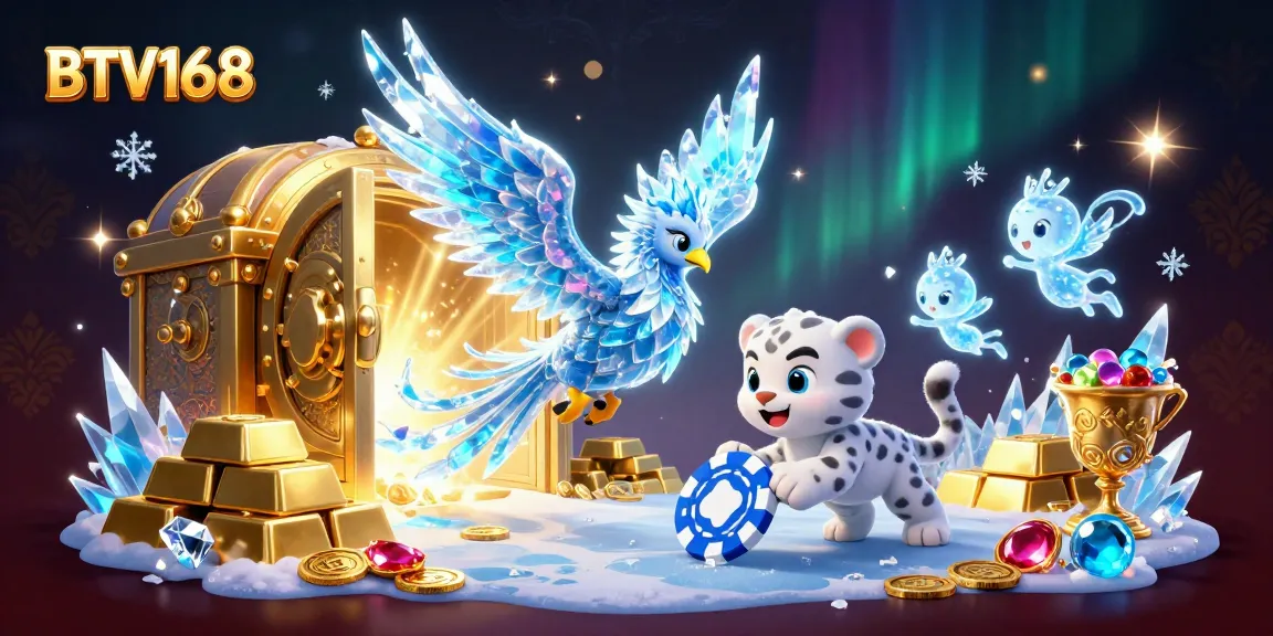 Join the excitement with BTV168 in this vibrant 3D casino illustration of treasure and gaming fun.