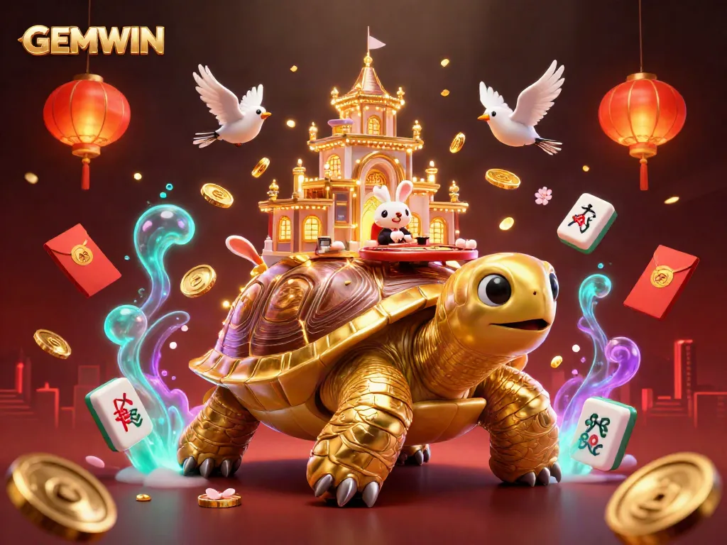 Experience the vibrant GEMWIN casino world with animated characters and rich elements highlighting gaming excitement.