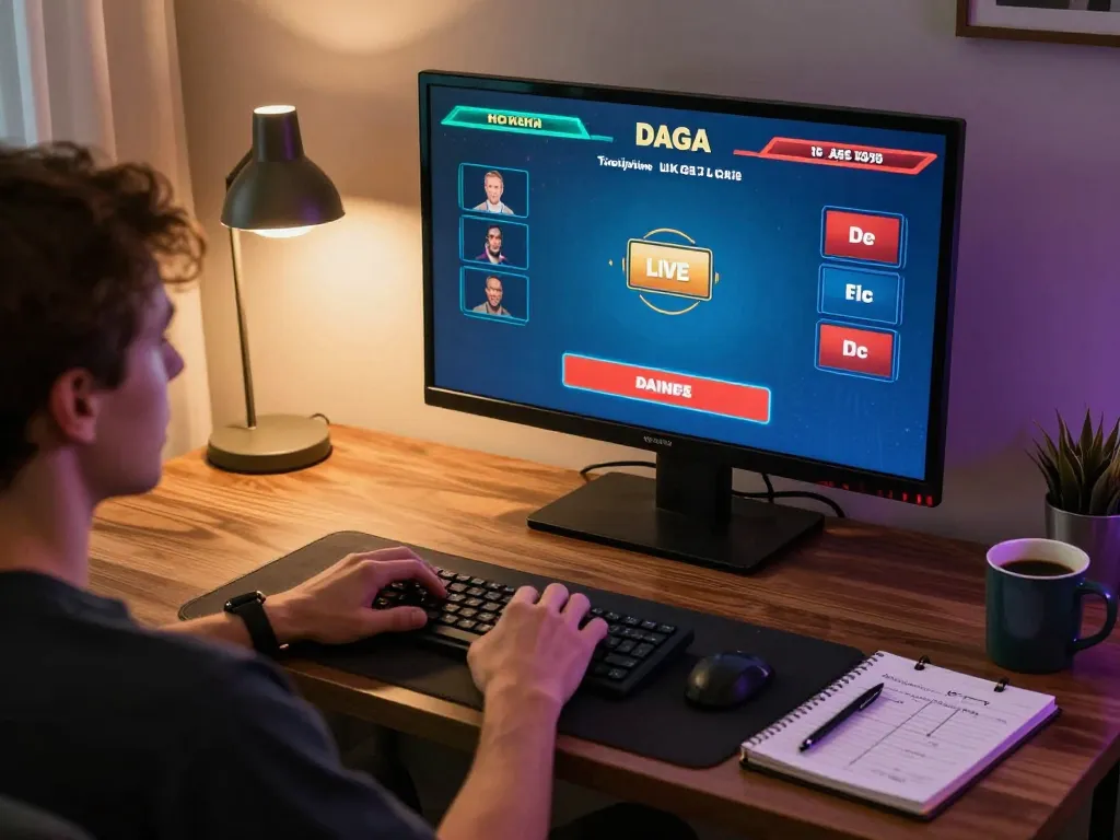 Daga player engaging in live dealer game at home, showcasing interactive betting.