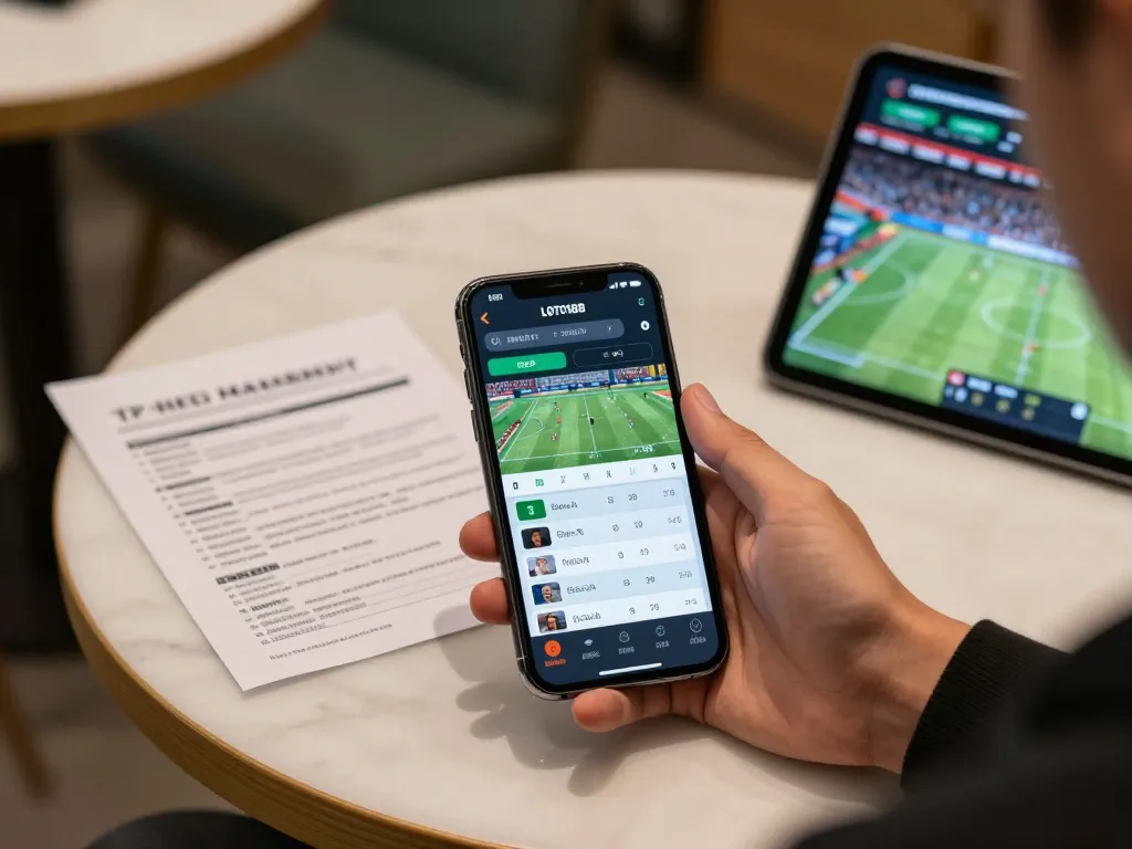 LOTO188 user placing strategic bets on mobile sports betting app with live odds displayed.