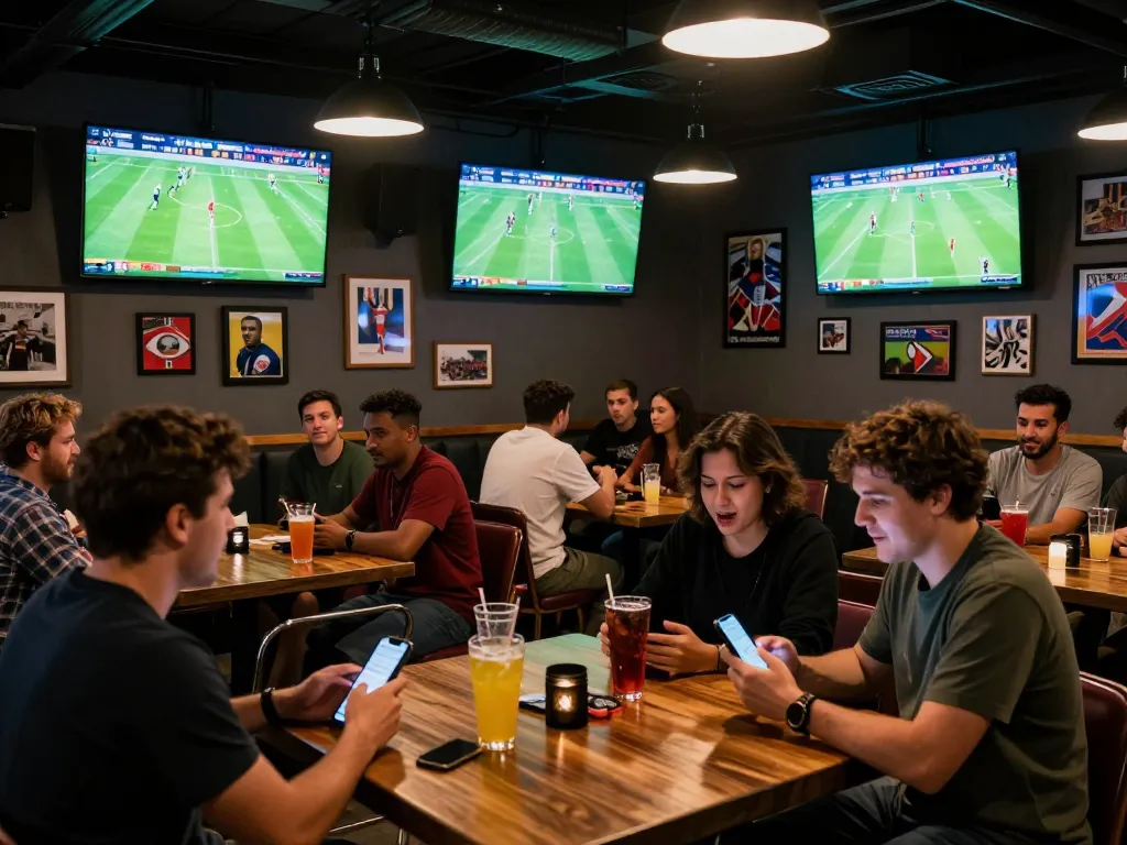 Kết quả bóng đá being checked on smartphones during an exciting sports viewing experience
