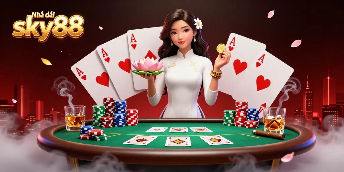 Experience thrilling gaming with Nhà cái sky88, where vibrant casino elements create an engaging atmosphere.