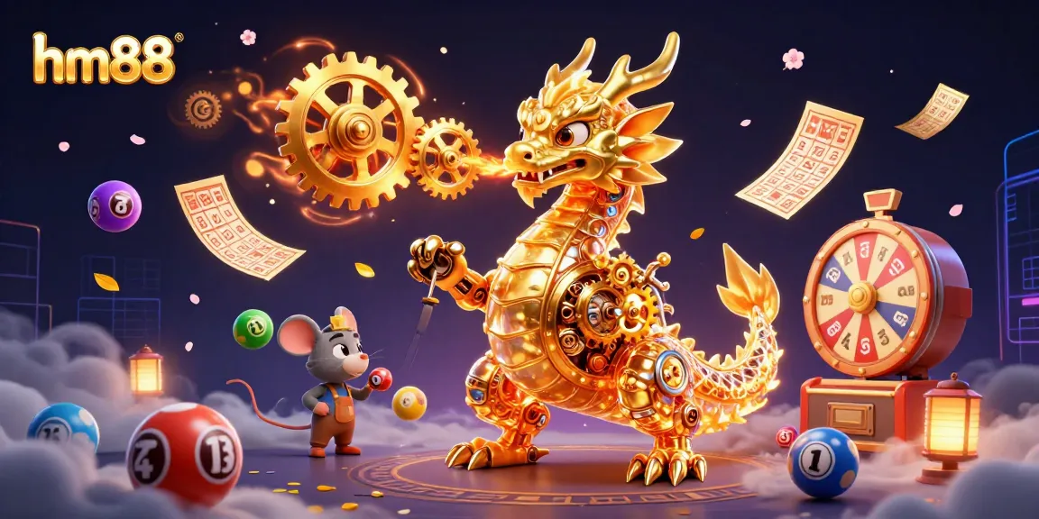 Join the excitement at hm88 with a vibrant casino scene filled with dynamic lottery games and fantasy elements.
