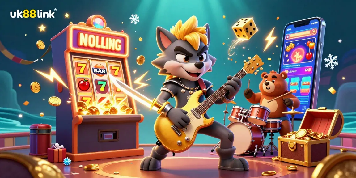 Win big at uk88 link with colorful casino elements and lively characters in an electrifying atmosphere.