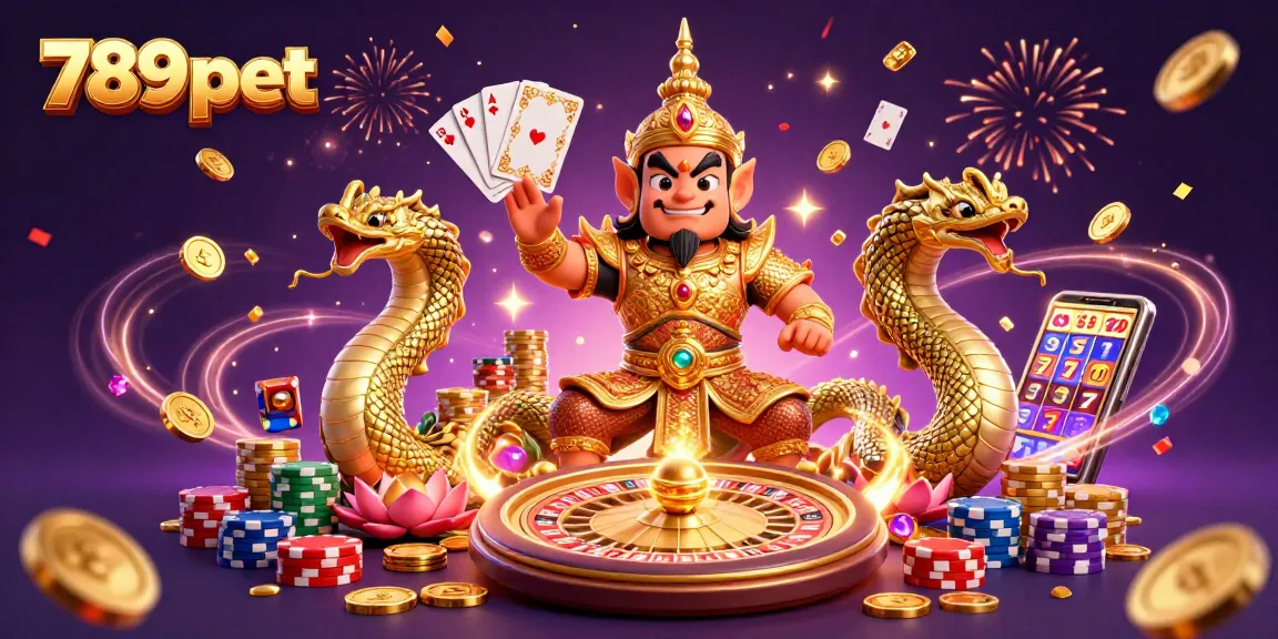 Engage with dynamic gaming excitement at 789p bet with golden coins, roulette, and winning cards.