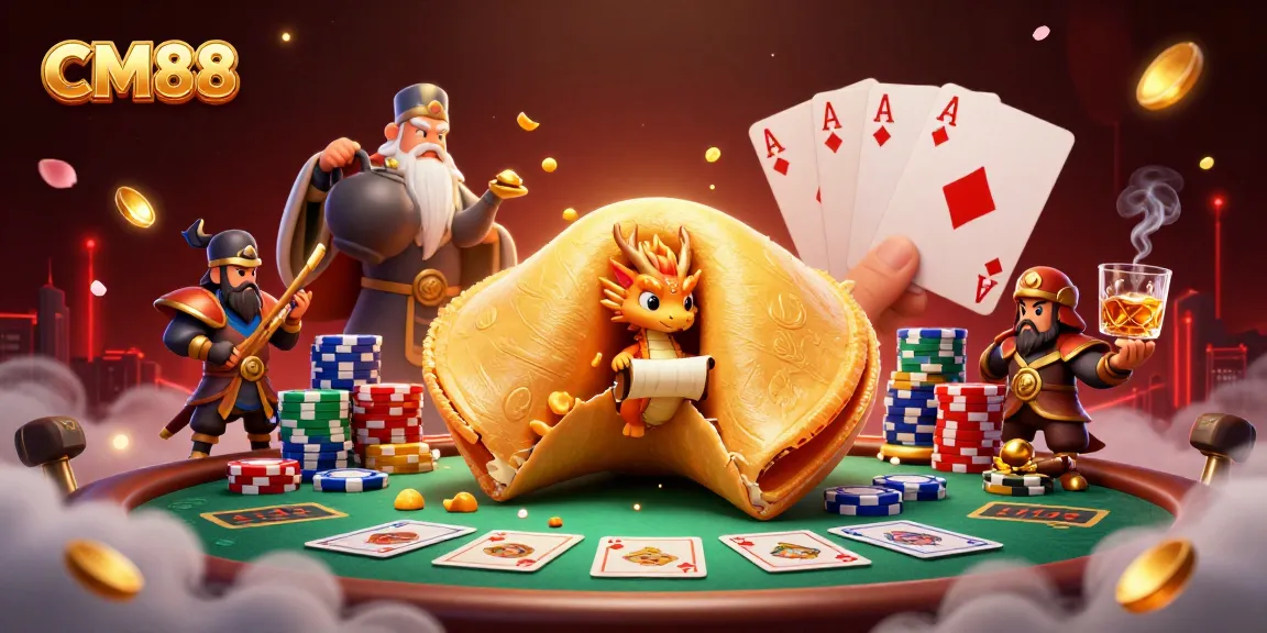 Experience thrilling poker action at CM88 with animated fortune cookie and dragon.