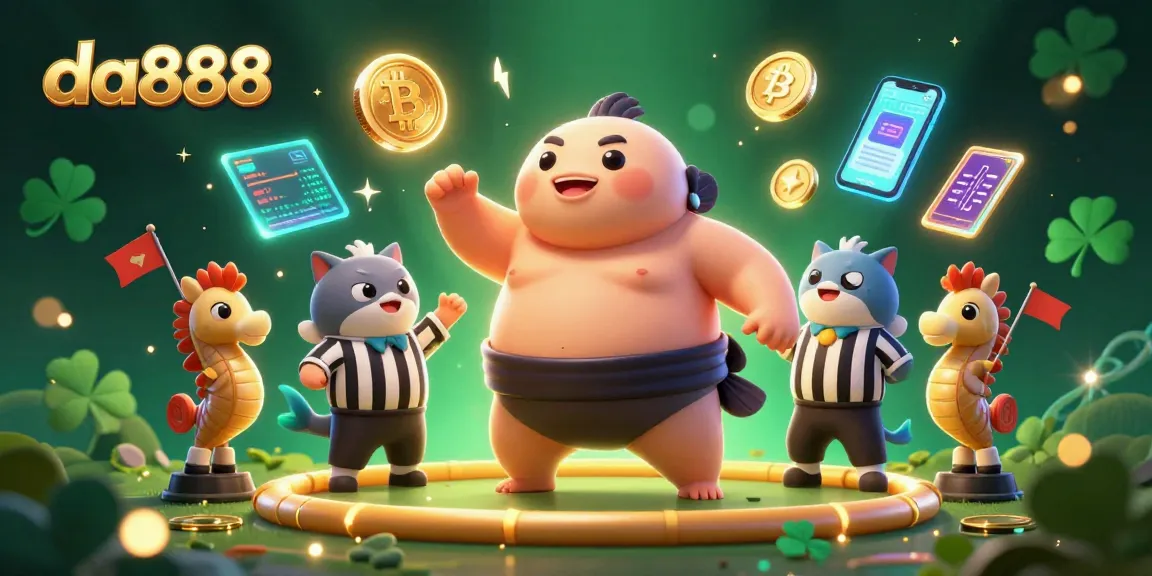 Engage with the da888 online casino experience featuring vibrant, animated characters and a lively underwater scene.